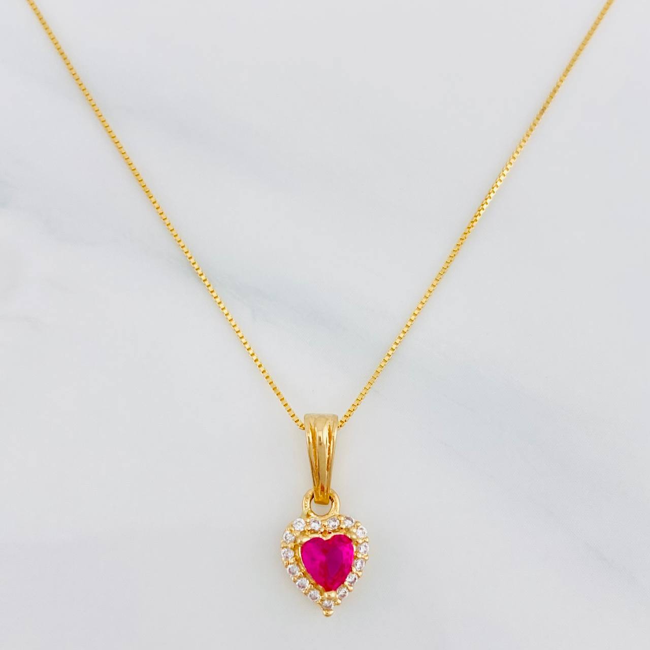 Venetian Chain Set + Heart Halo Pendant / 2.05g / 20 in 18K Yellow Gold