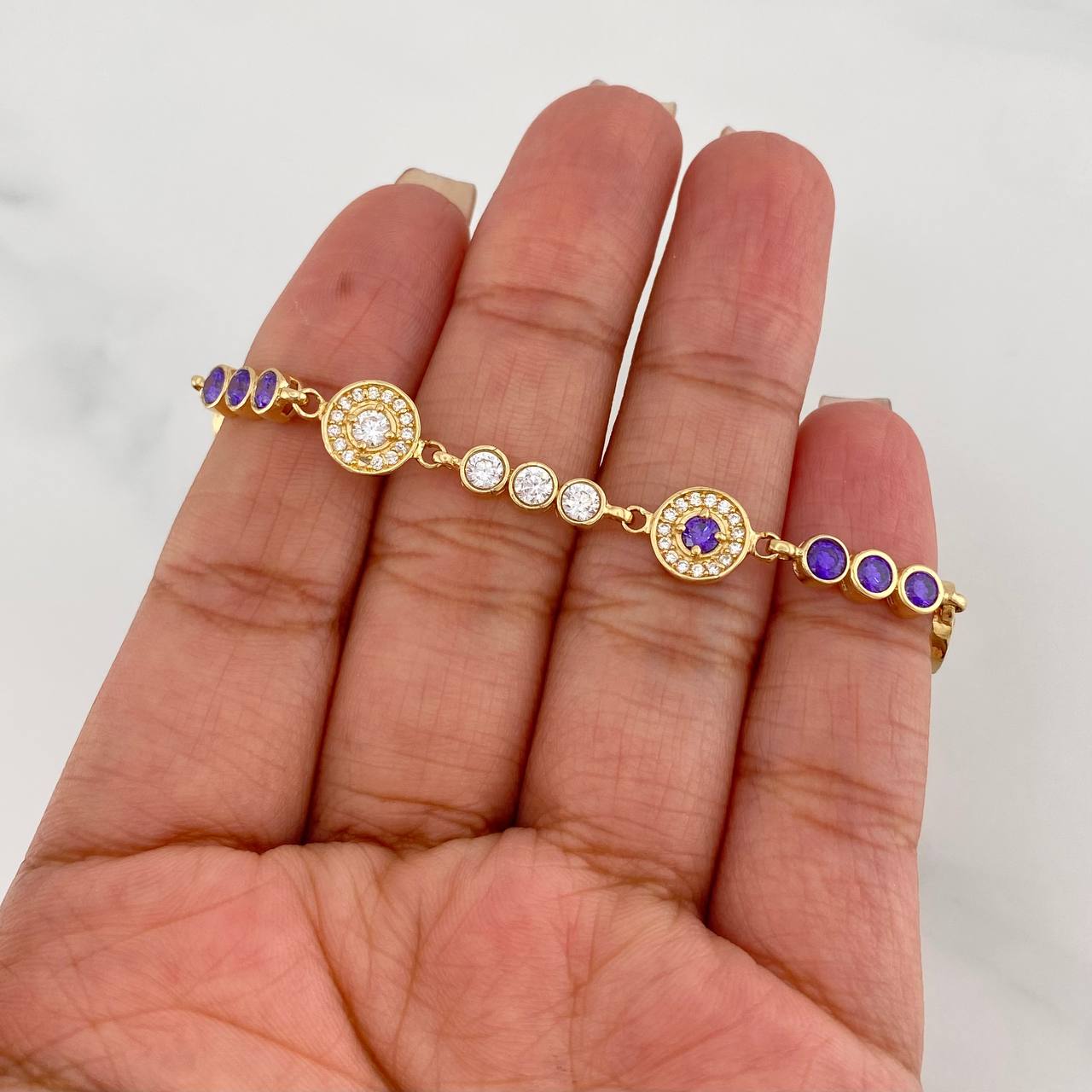Bracelet Halo Tennis 10.35g / 6 3/4 in / 4.2mm Yellow Gold 18K