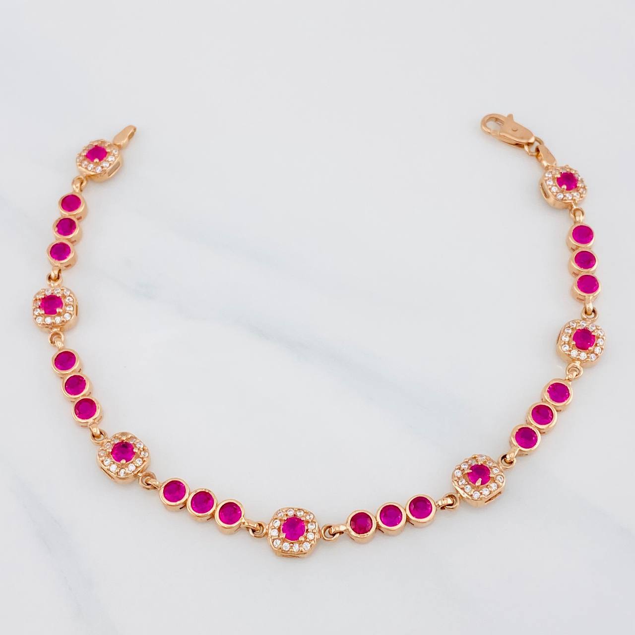 Bracelet Halo Tennis 9g / 7 in / 4.25mm Rose Gold 18K