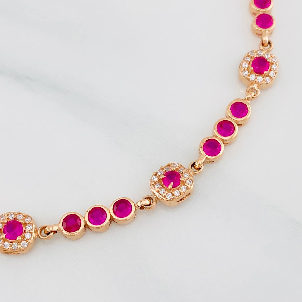 Bracelet Halo Tennis 9g / 7 in / 4.25mm Rose Gold 18K