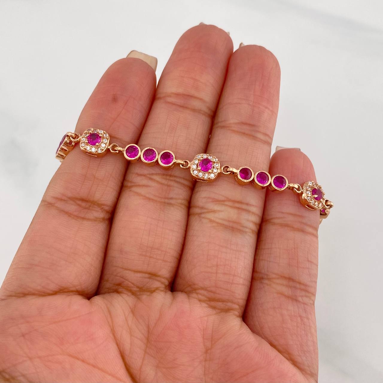 Bracelet Halo Tennis 9g / 7 in / 4.25mm Rose Gold 18K