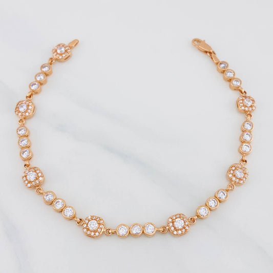 Pulso Halo Tennis 10.05g / 8 1/4 in / 4.31mm Oro Rosa 18K