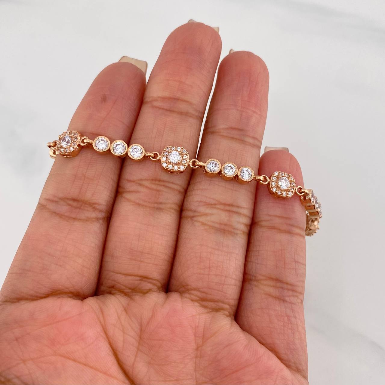 Bracelet Halo Tennis 10.05g / 8 1/4 in / 4.31mm Rose Gold 18K
