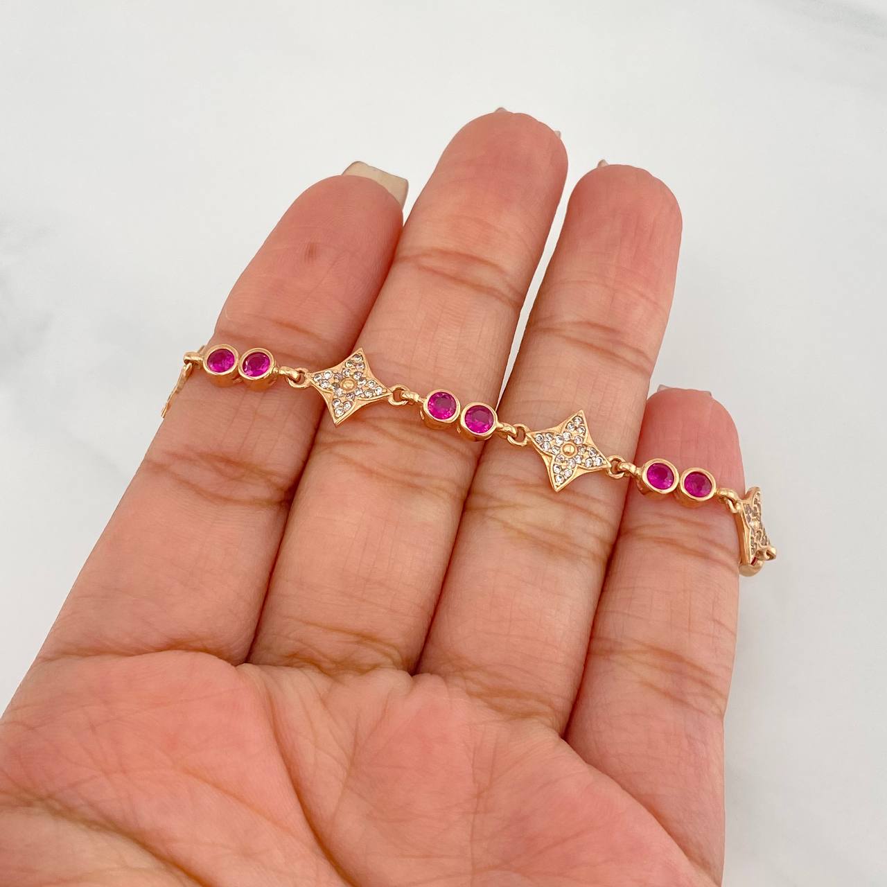 Bracelet Halo Flower 7.5g / 6 3/4 in / 4.18mm Rose Gold 18K