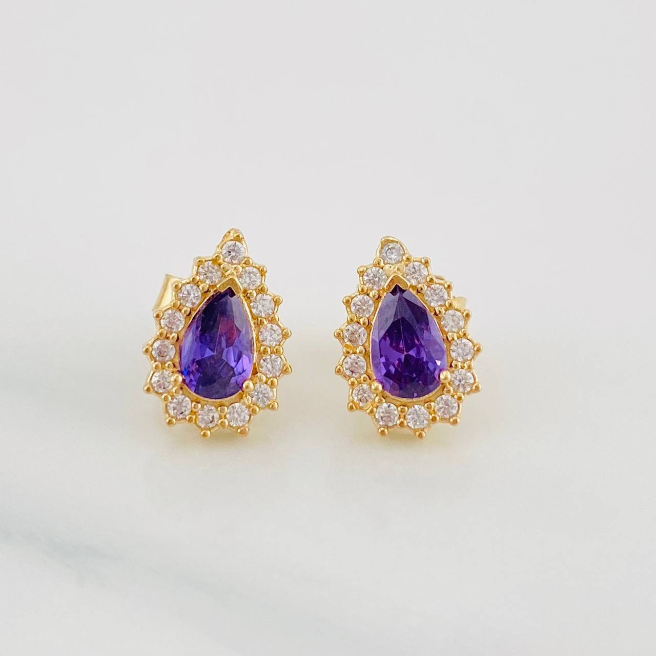 Stud Earrings Halo Tear 2.45g / in / 7.6mm Yellow Gold 18K