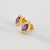 Stud Earrings Halo Tear 2.45g / in / 7.6mm Yellow Gold 18K