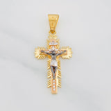 Pendant Cross Christ 3.95g / 1 1/2 in Three Golds 18K