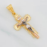 Pendant Cross Christ 3.95g / 1 1/2 in Three Golds 18K