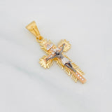 Pendant Cross Christ 3.95g / 1 1/2 in Three Golds 18K