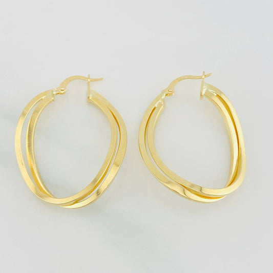Hoop Earrings Double Hoop 3.15g / 1 1/2 in 18K Yellow Gold