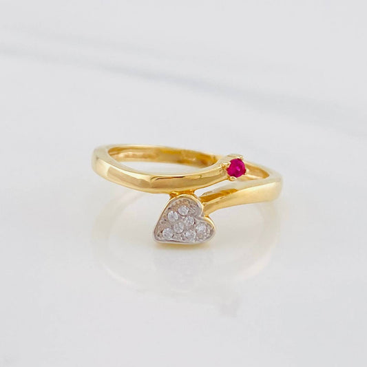 Heart Curve Ring 2.2g / Size 5 3/4 Two-Tone Yellow White Gold 18K