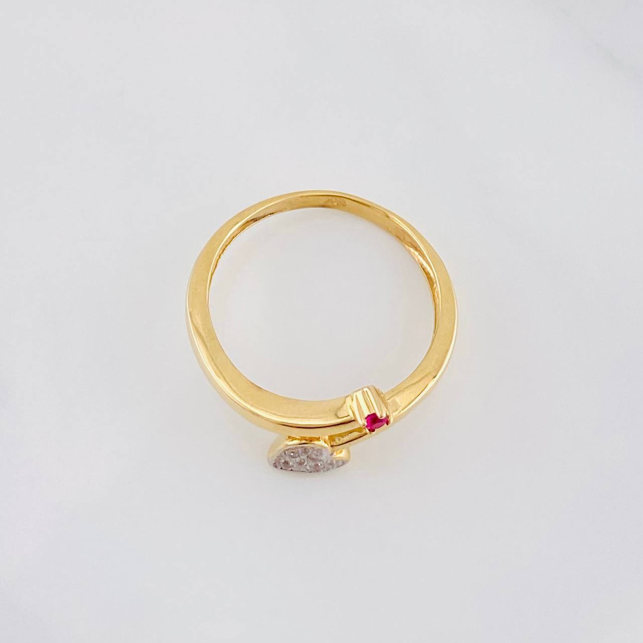 Heart Curve Ring 2.2g / T6 Two-Tone Yellow White Gold 18K