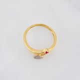 Heart Curve Ring 2.2g / T6 Two-Tone Yellow White Gold 18K