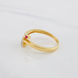 Heart Curve Ring 2.2g / Size 5 3/4 Two-Tone Yellow White Gold 18K