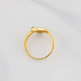 Heart Curve Ring 2.2g / Size 5 3/4 Two-Tone Yellow White Gold 18K