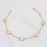 Pulso Modulable Aro Seguido Trebol 3.35g / 6 3/4 in - 7 1/2 in / 1.2mm Oro Rosa 18K
