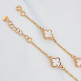 Pulso Modulable Aro Seguido Trebol 3.35g / 6 3/4 in - 7 1/2 in / 1.2mm Oro Rosa 18K