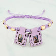 Woven Lilac Bracelet Scapular Diamond Cut Cylinders 6 Units Yellow Gold 18K