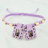 Woven Lilac Bracelet Scapular Diamond Cut Cylinders 6 Units Yellow Gold 18K