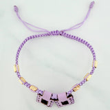 Woven Lilac Bracelet Scapular Diamond Cut Cylinders 6 Units Yellow Gold 18K