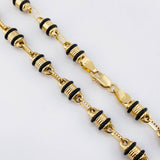 Cadena Rustica Barril Cauchos Negros 13.85gr / 24 1/2 in / 4.3mm Oro Amarillo 18K
