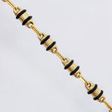 Cadena Rustica Barril Cauchos Negros 13.85gr / 24 1/2 in / 4.3mm Oro Amarillo 18K