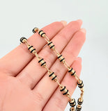 Cadena Rustica Barril Cauchos Negros 13.85gr / 24 1/2 in / 4.3mm Oro Amarillo 18K