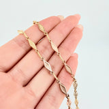 Rustic Chain Textured Rhombuses 9.4gr / 23 1/2 in / 4.2mm Three-tone 18K Gold