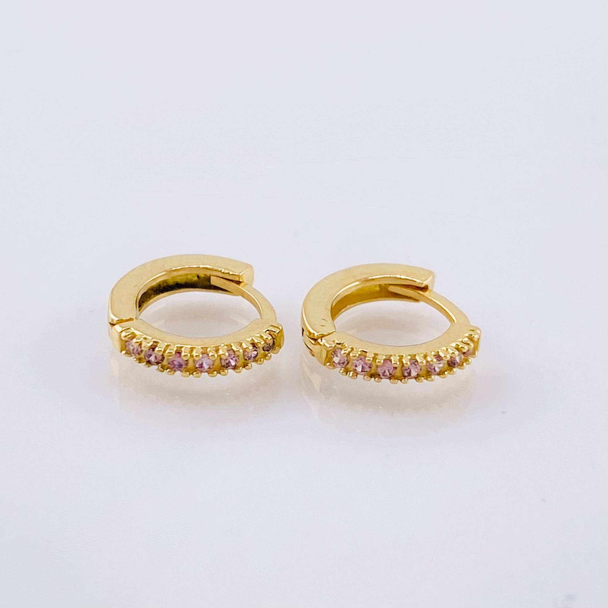 Candongas Carril Punteado 1.2gr / 9mm Oro Amarillo 18K *