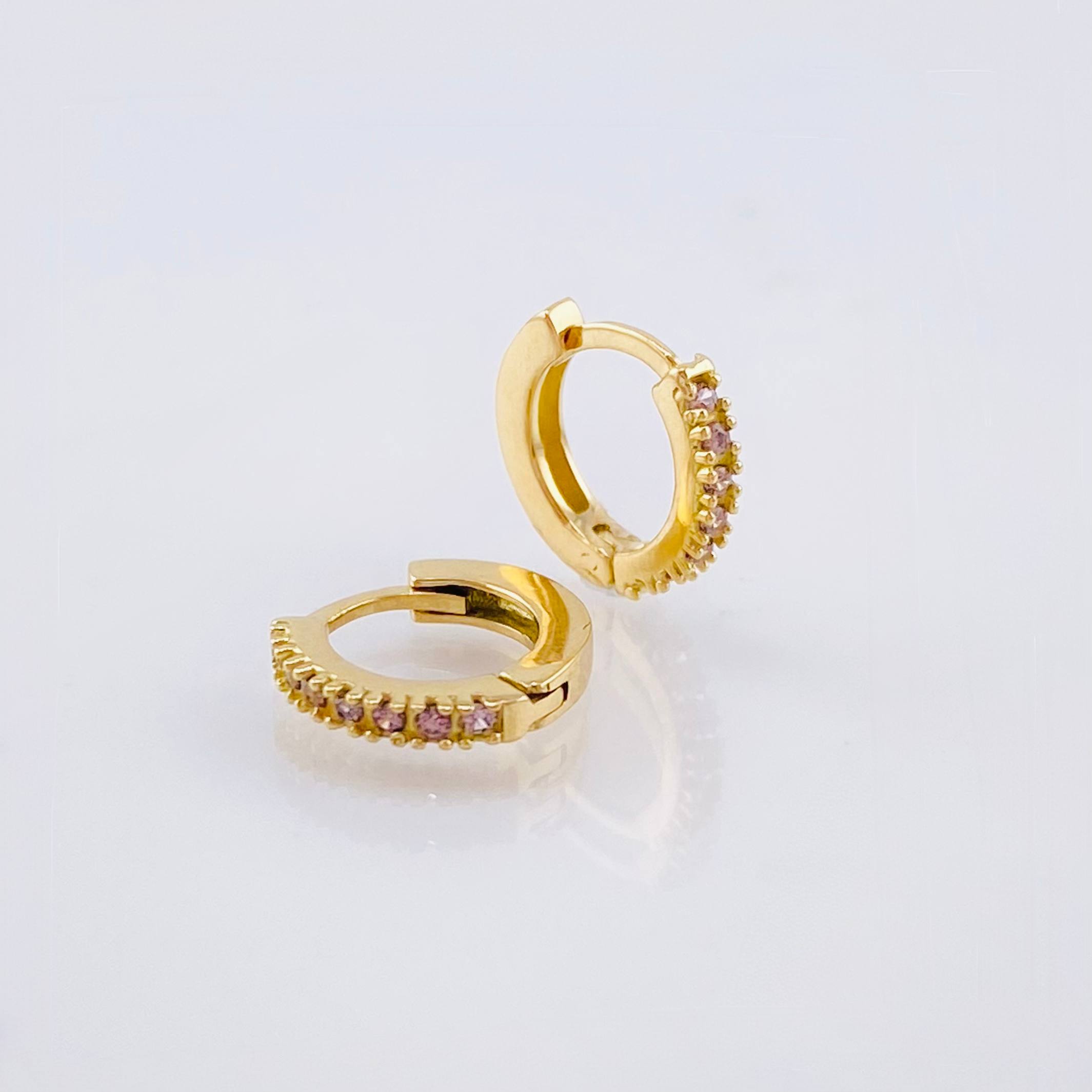Candongas Carril Punteado 1.2gr / 9mm Oro Amarillo 18K *