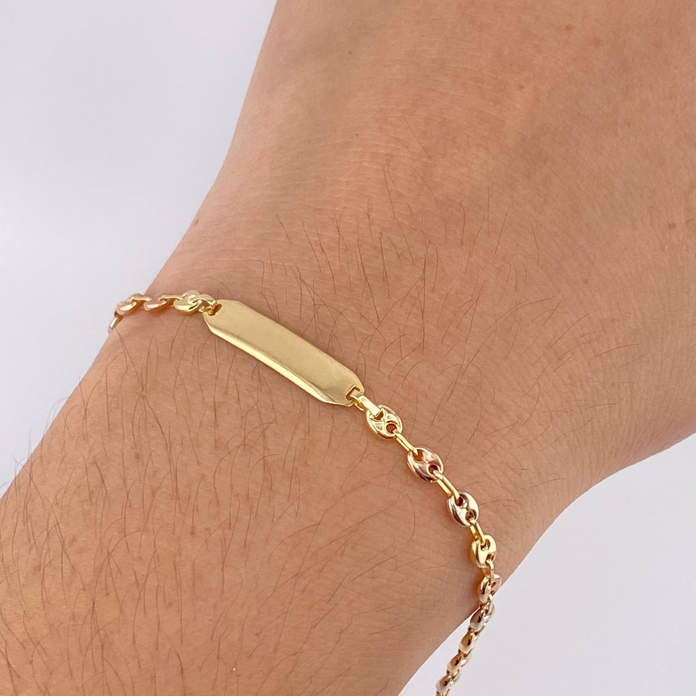 Pulso Bebé GC Placa Hexagonal Curva 1.95gr / 6 in / 3mm Oro Amarillo 18K *