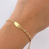 Baby Bracelet GC Oval Curve Plate 1.5gr / 5 1/2 in / 3mm Three-tone 18K Gold