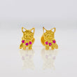 Stud Earrings Dog 1.1g / in / 8.2mm Yellow Gold 18K