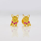 Stud Earrings Dog 1.1g / in / 8.2mm Yellow Gold 18K