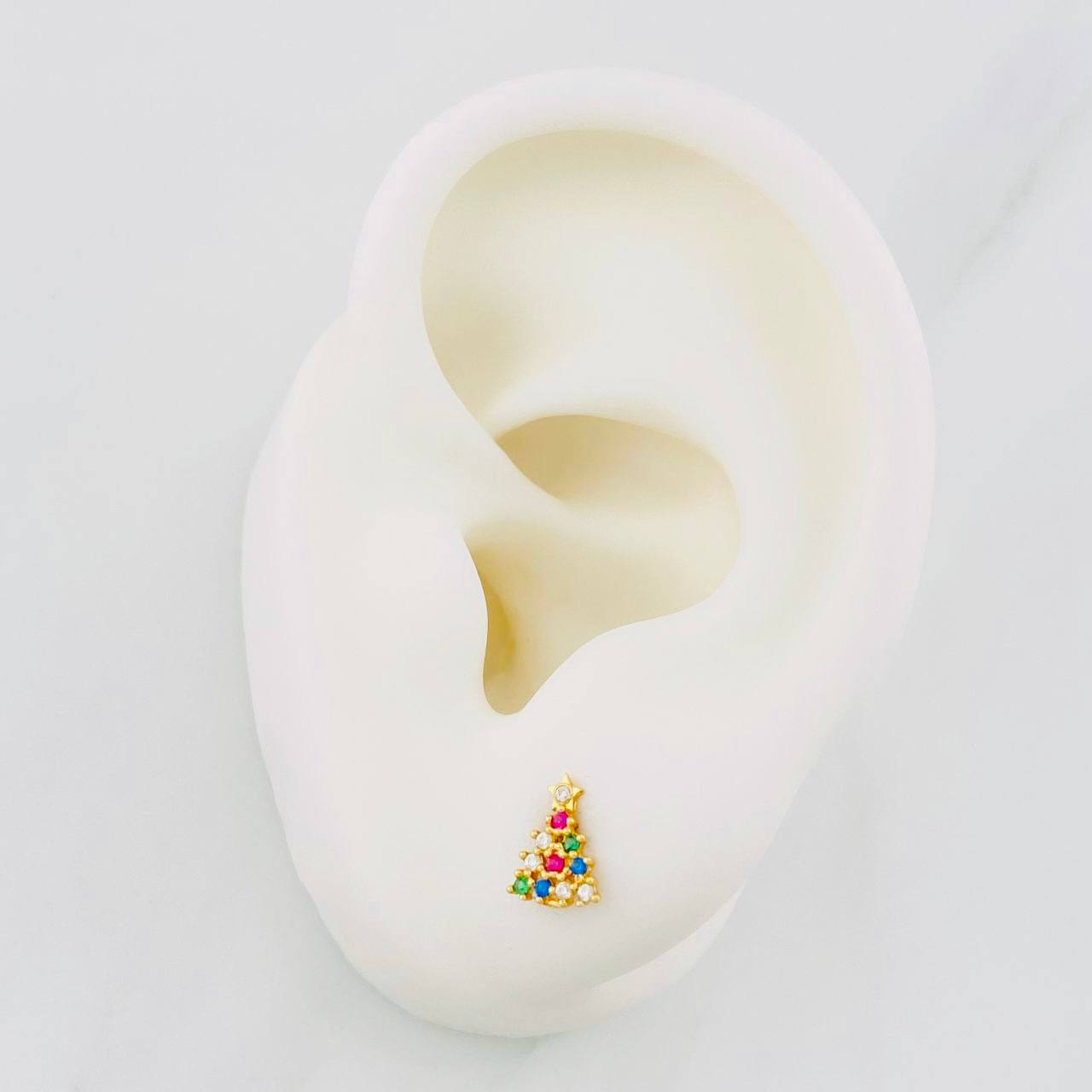 Stud Earrings Christmas Tree 0.75g / in / 8mm Yellow Gold 18K