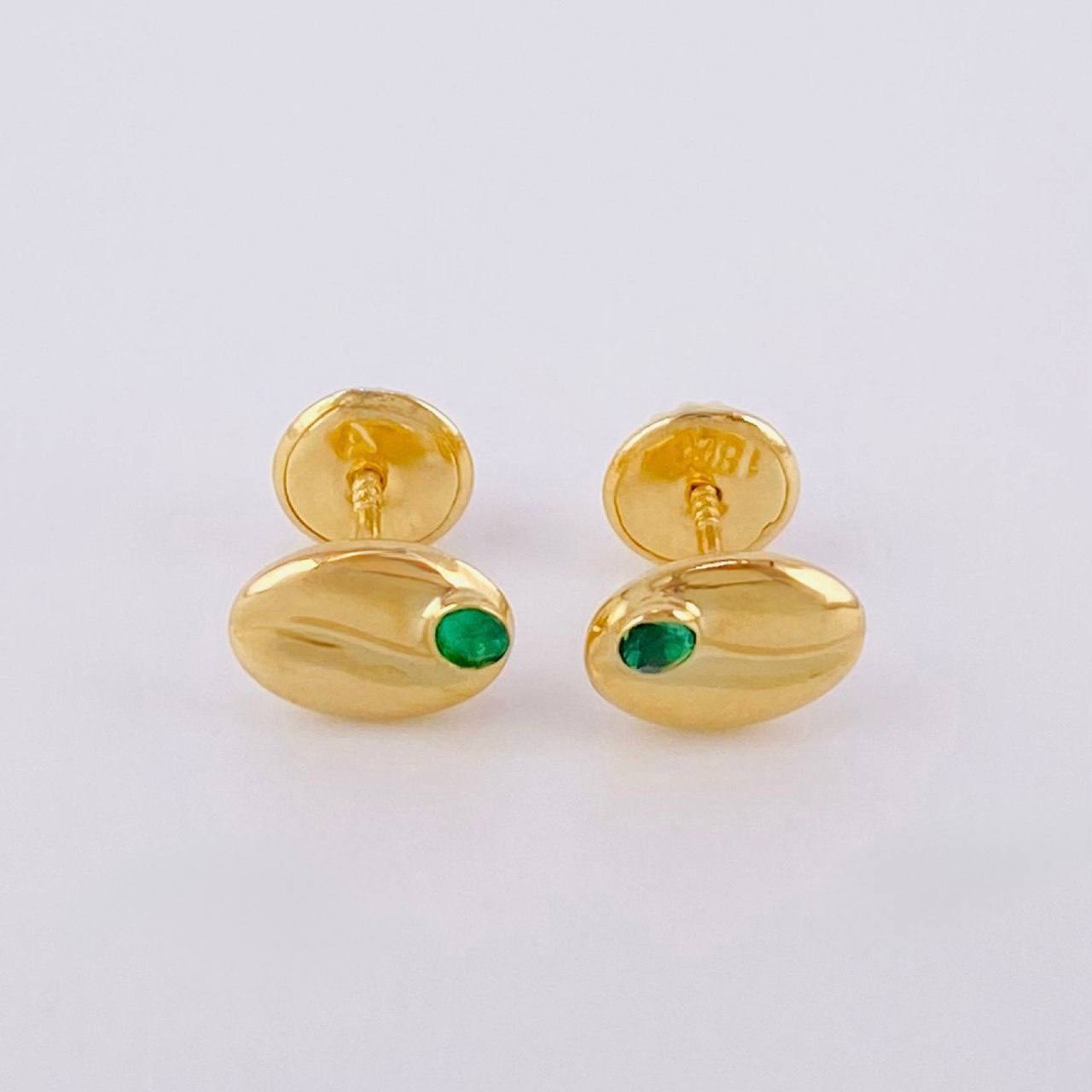 Stud Earrings Coffee Bean 0.8g / in / 6.5mm 18K Yellow Gold
