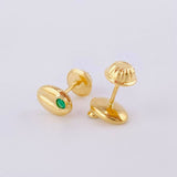 Stud Earrings Coffee Bean 0.8g / in / 6.5mm 18K Yellow Gold