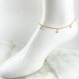 "Followed Hoop Anklet 3.55gr / 26cm / 2.2mm Cow-Sheep-Bear-Dragonfly-Elephant-Fish Yellow Gold 18K"