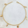 Ankle Bracelet Aro Seguido 3.35gr / 25cm / 2.2mm Crown-Heart-Cross-Face Queen-Light-Wing Yellow Gold 18K