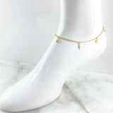 Ankle Bracelet Aro Seguido 3.35gr / 25cm / 2.2mm Crown-Heart-Cross-Face Queen-Light-Wing Yellow Gold 18K