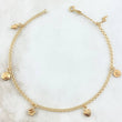 "Ankle Bracelet Aro Seguido 3.55gr / 24.5cm / 2.2mm Happy Face-Flower-Heart-Queen Face-Lightning Yellow Gold 18K"