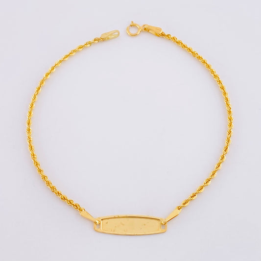 Pulso Lazo Placa Ovalada 1.1g / 6 3/4 in / 1.6mm Oro Amarillo 18K
