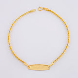 Rope Bracelet with Oval Plate 1.1g / 7 in / 1.6mm Yellow Gold 18K
