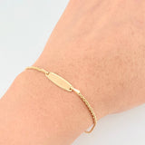 Rope Bracelet with Oval Plate 1.1g / 7 in / 1.6mm Yellow Gold 18K