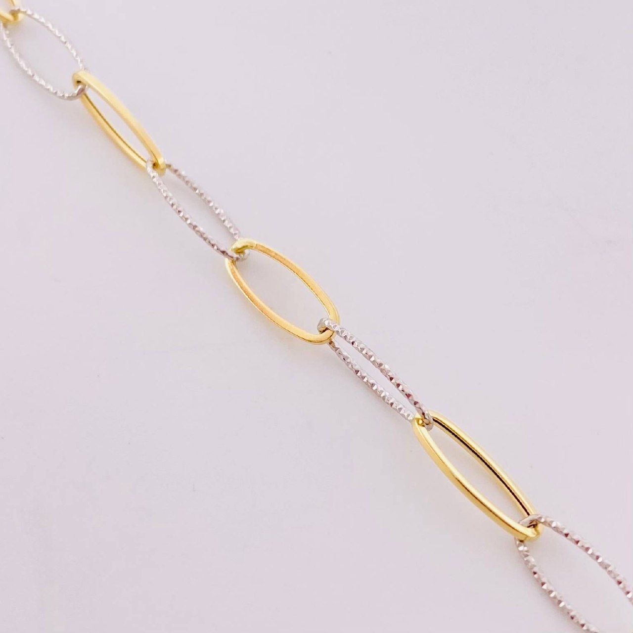 Bracelet Cajón 2.75g / 7 1/4 in / 5mm Two-Tone Yellow White 18K Gold