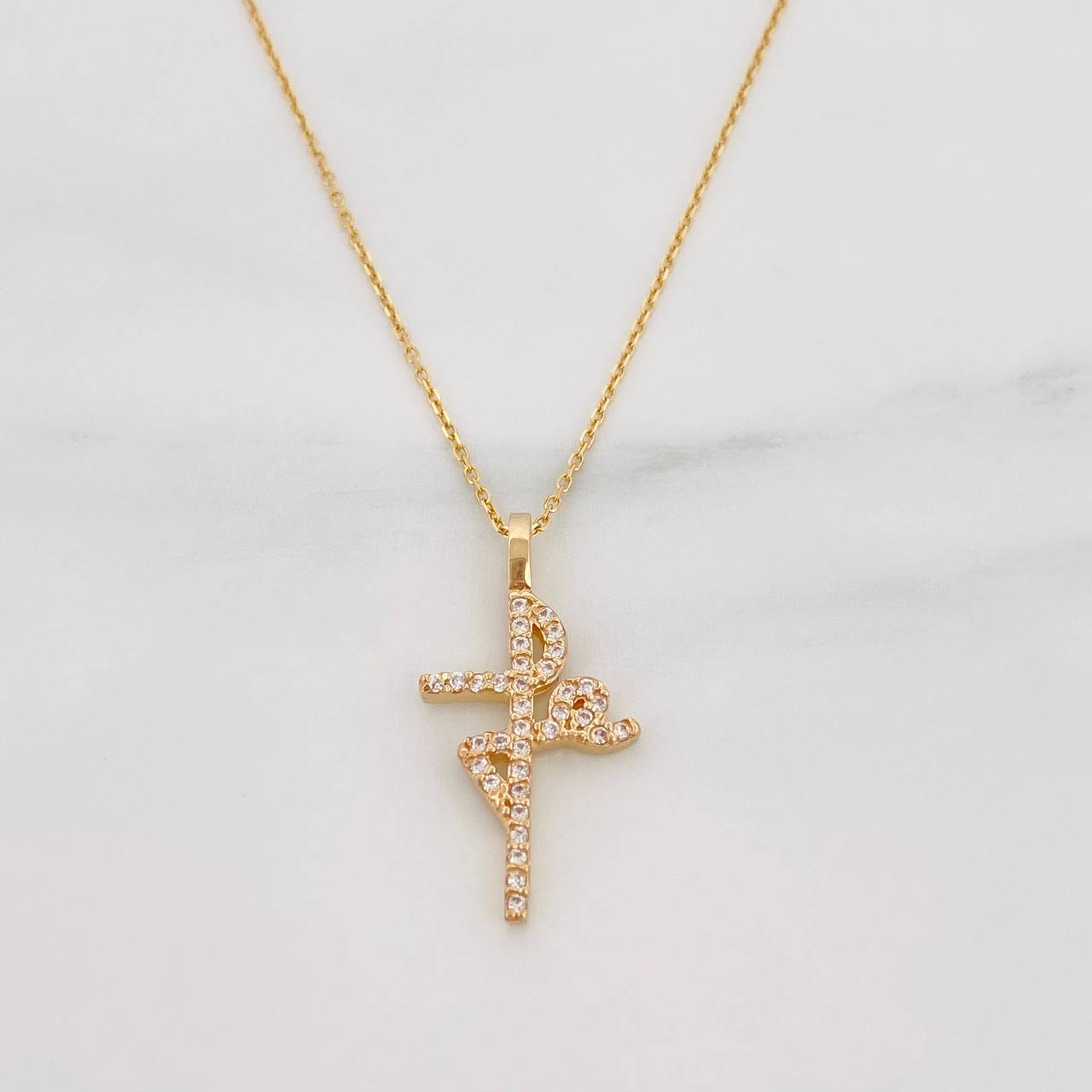 Classic Link Chain + Faith Pendant / 2.55g / 17 3/4 in 18K Yellow Gold