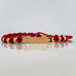 Red Woven Bracelet Charm Family Plate Yellow Gold 18K