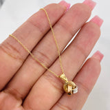 Classic Link Chain + Knot Pendant / 1.85g / 17 3/4 in Three Golds 18K