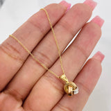 Classic Link Chain + Knot Pendant / 1.75g / 18 in Three Golds 18K