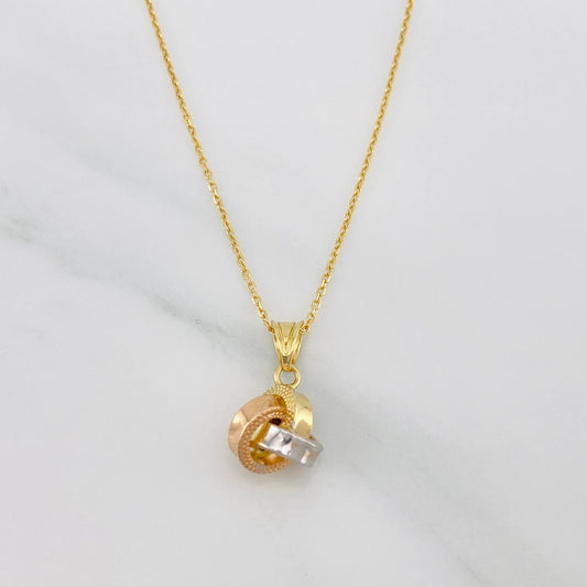 Set Cadena Aro Seguido + Dije Nudo / 1.85g / 18 in Tres Oros 18K
